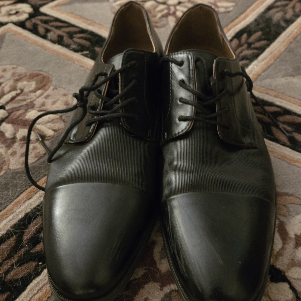 Black Leather Men's Oxfords - Picture 1 of 4